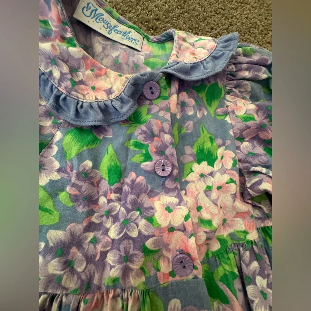 Vintage Mousefeathers 2T Pastel Floral Toddler Romper Spring One Piece Outfit